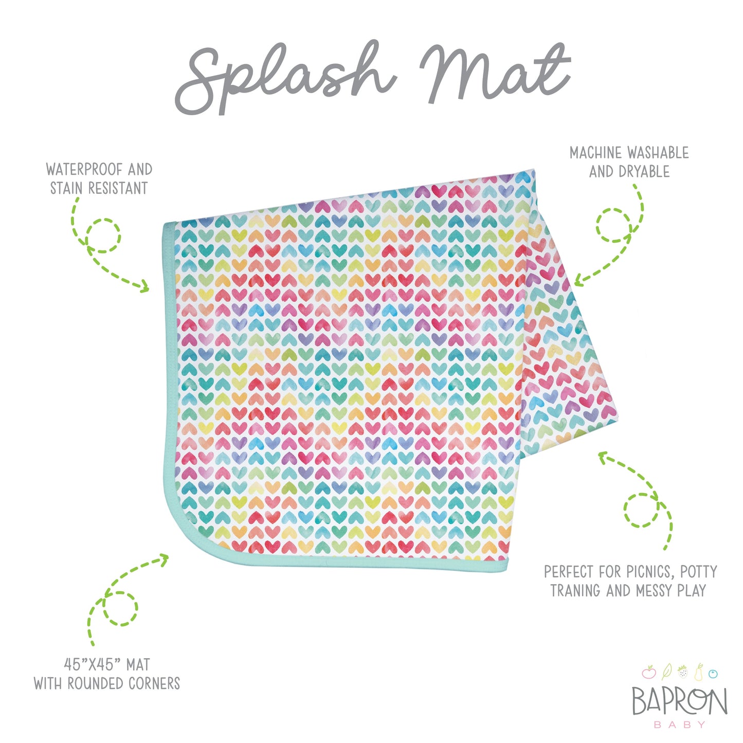 Sweethearts Splash Mat - A Waterproof Catch-All for Highchair Spills and More! - WERONE