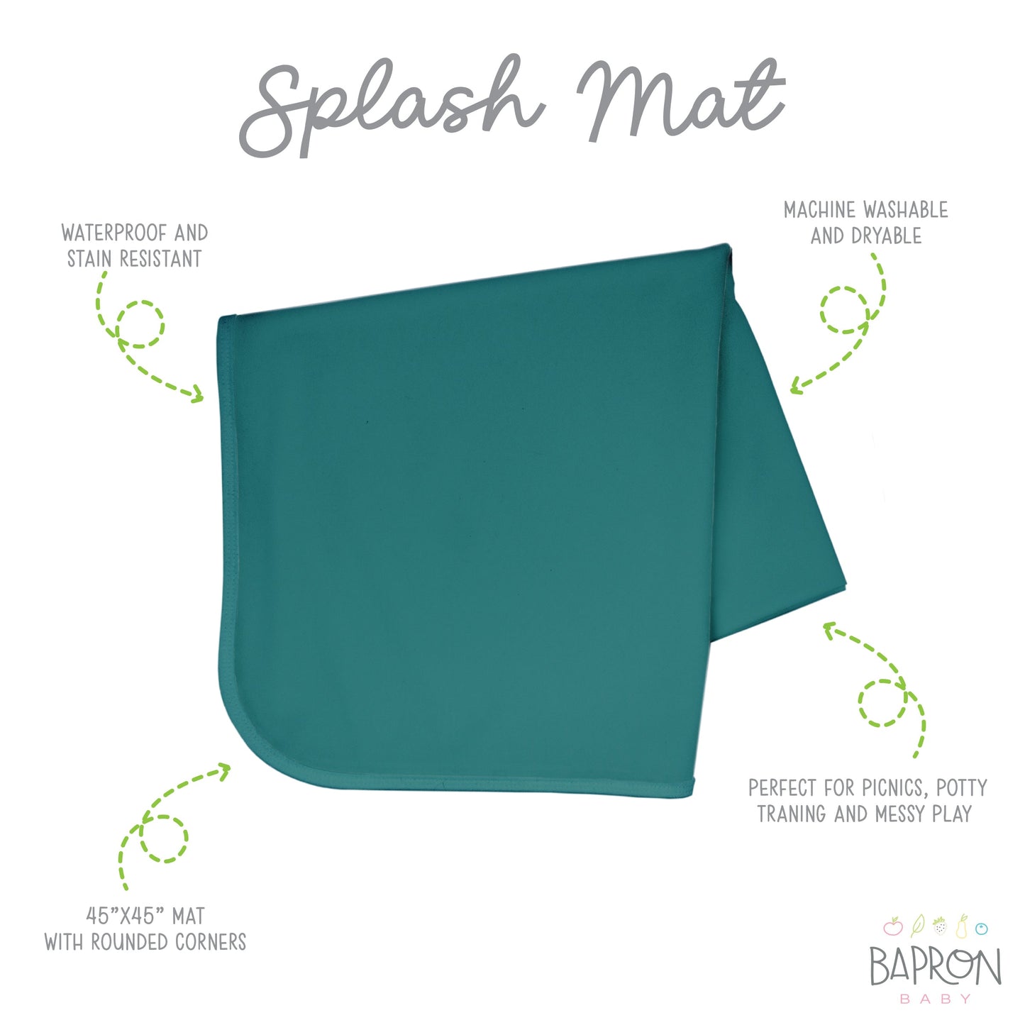 Teal Splash Mat - A Waterproof Catch-All for Highchair Spills and More! - WERONE