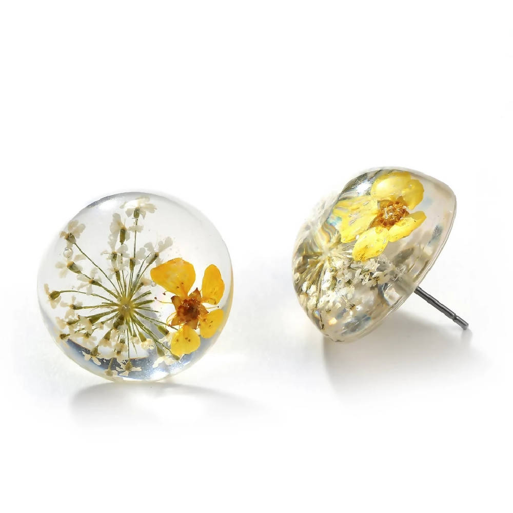 Yellow Dried Flowers Acrylic Earrings - WERONE