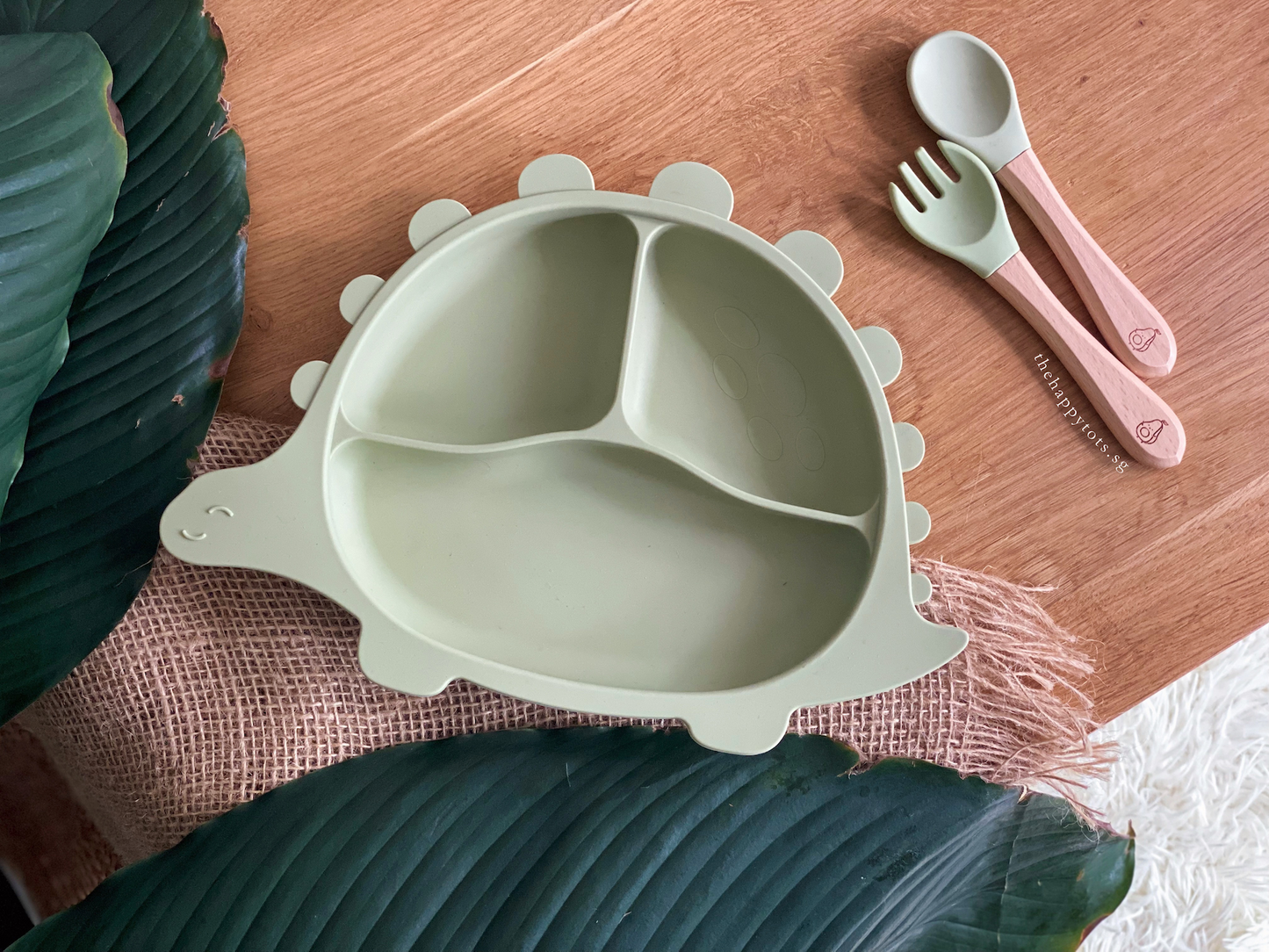 Steggy Dinosaur Plate & Cutlery Set - Blush - WERONE