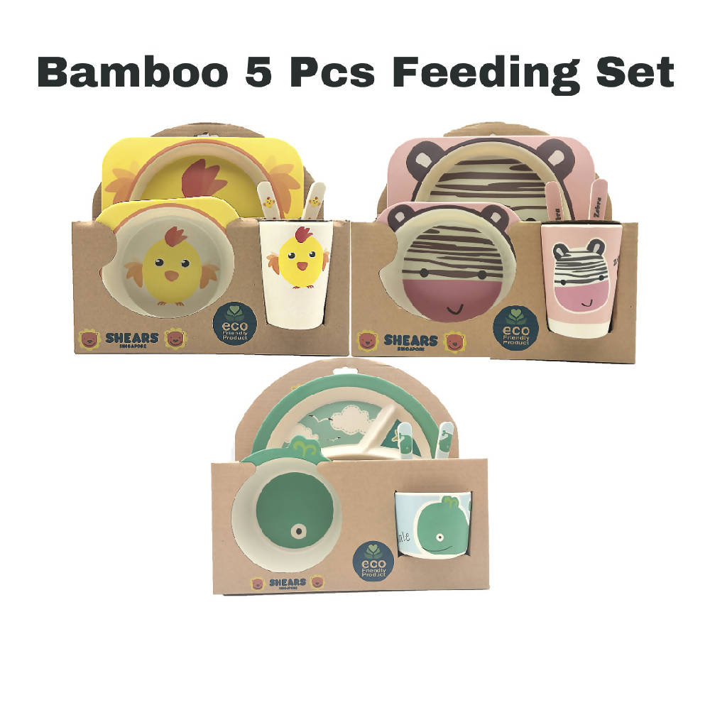 Shears Baby Feeding Set Bamboo Feeding 5pcs Set Yellow Chick SBFC - WERONE