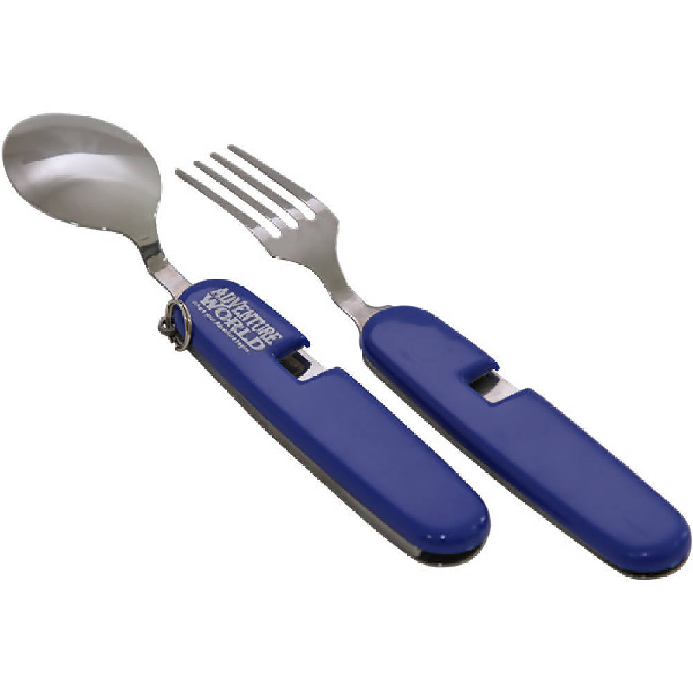 Adventure World Foldable Fork And Spoon Set With Pouch (Blue) - WERONE