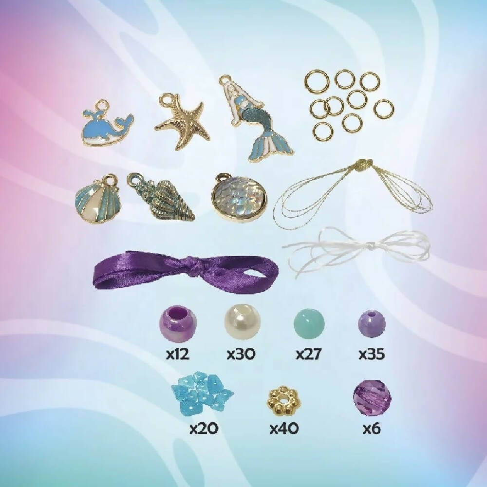Diy Toys set Charm Pendant necklace jewelry bead bracelet for kids (Mermaid/Galaxy design) - WERONE