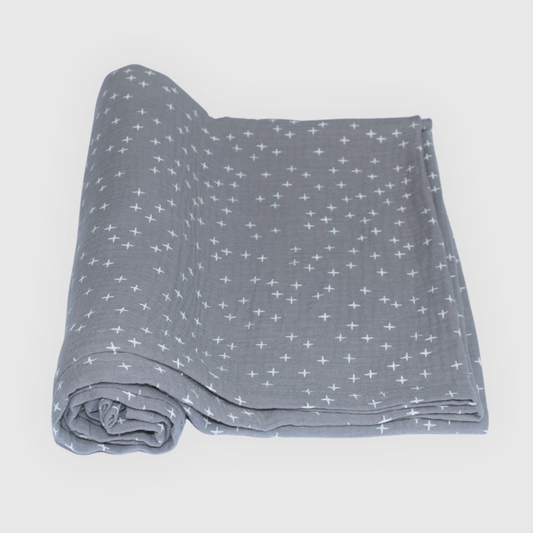 Organic Cotton Swaddle in Pebble Grey Star - WERONE