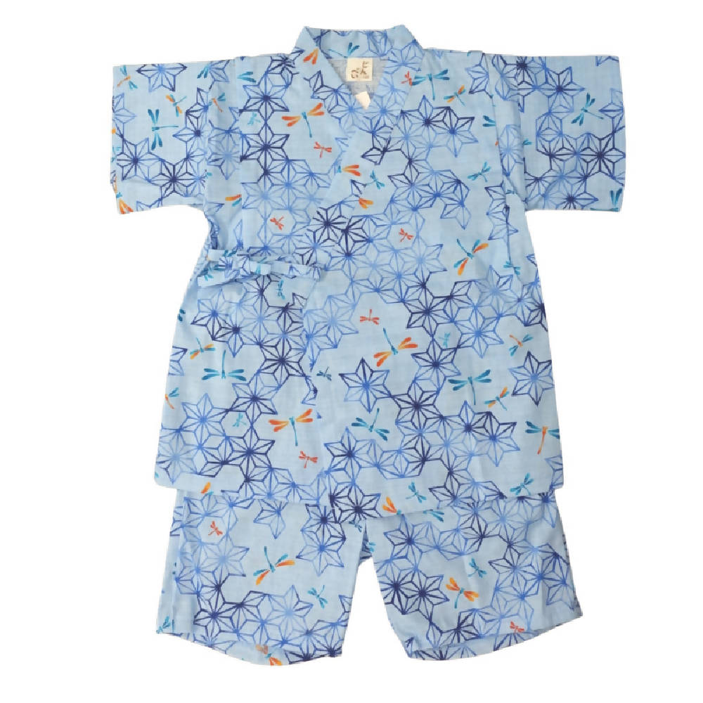 [Made in Japan] Baby Boy Kids Blue Dragonfly Jinbei (Yukata/Kimono) - WERONE