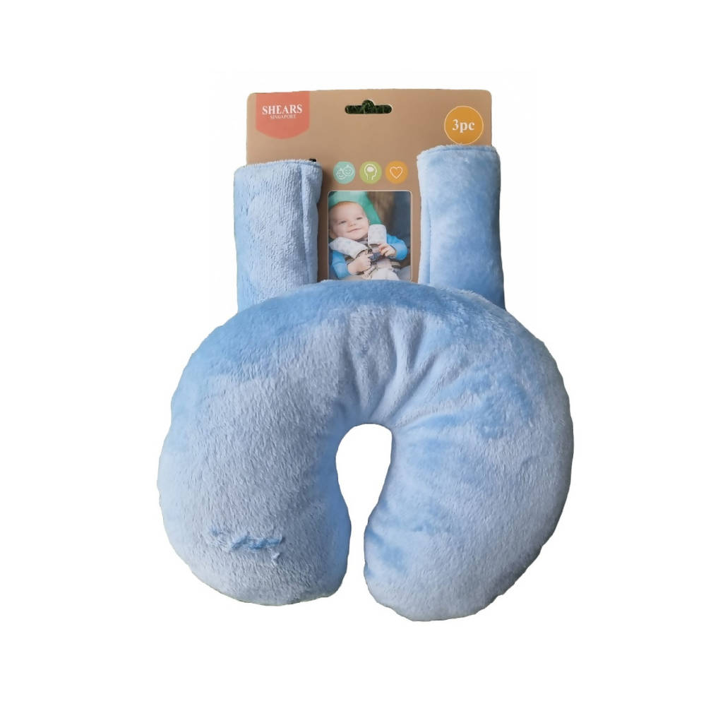 Shears Baby Neck Support Pillow and Seat Belt Covers PLAIN BLUE - WERONE