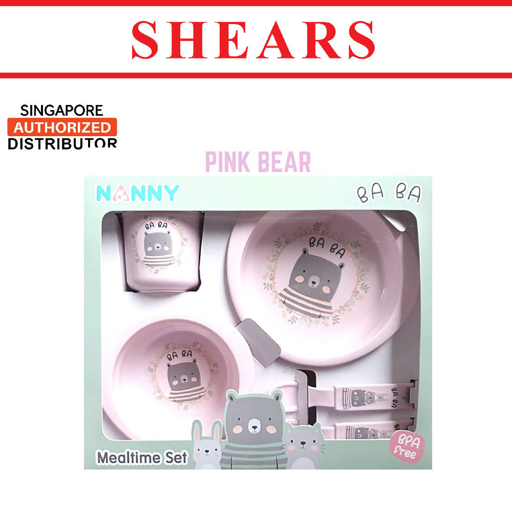 Shears Baby Feeding Set Nanny 5pcs Set Pink Bear - WERONE