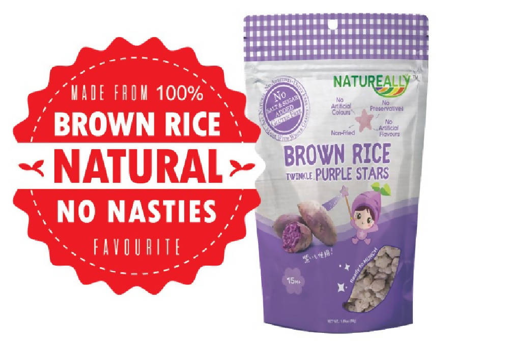 NATUREALLY™ Brown Rice On The Go Puff Purple Stars (No Sugar, Salt and MSG Added) 30g - WERONE