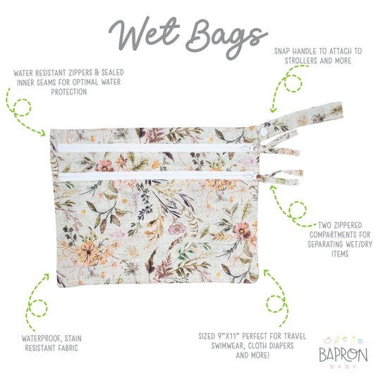 Delilah Floral - Waterproof Wet Bag (For mealtime, on-the-go, and more!) - WERONE