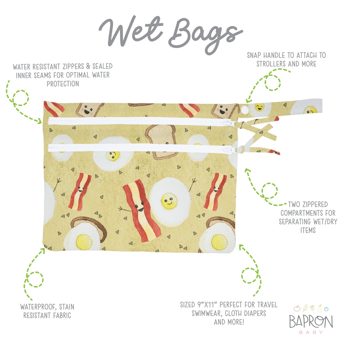 Bacon and Eggs - Waterproof Wet Bag (For mealtime, on-the-go, and more!) - WERONE