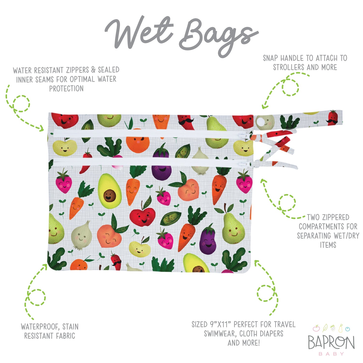 Market Fresh Produce - Waterproof Wet Bag (For mealtime, on-the-go, and more!) - WERONE