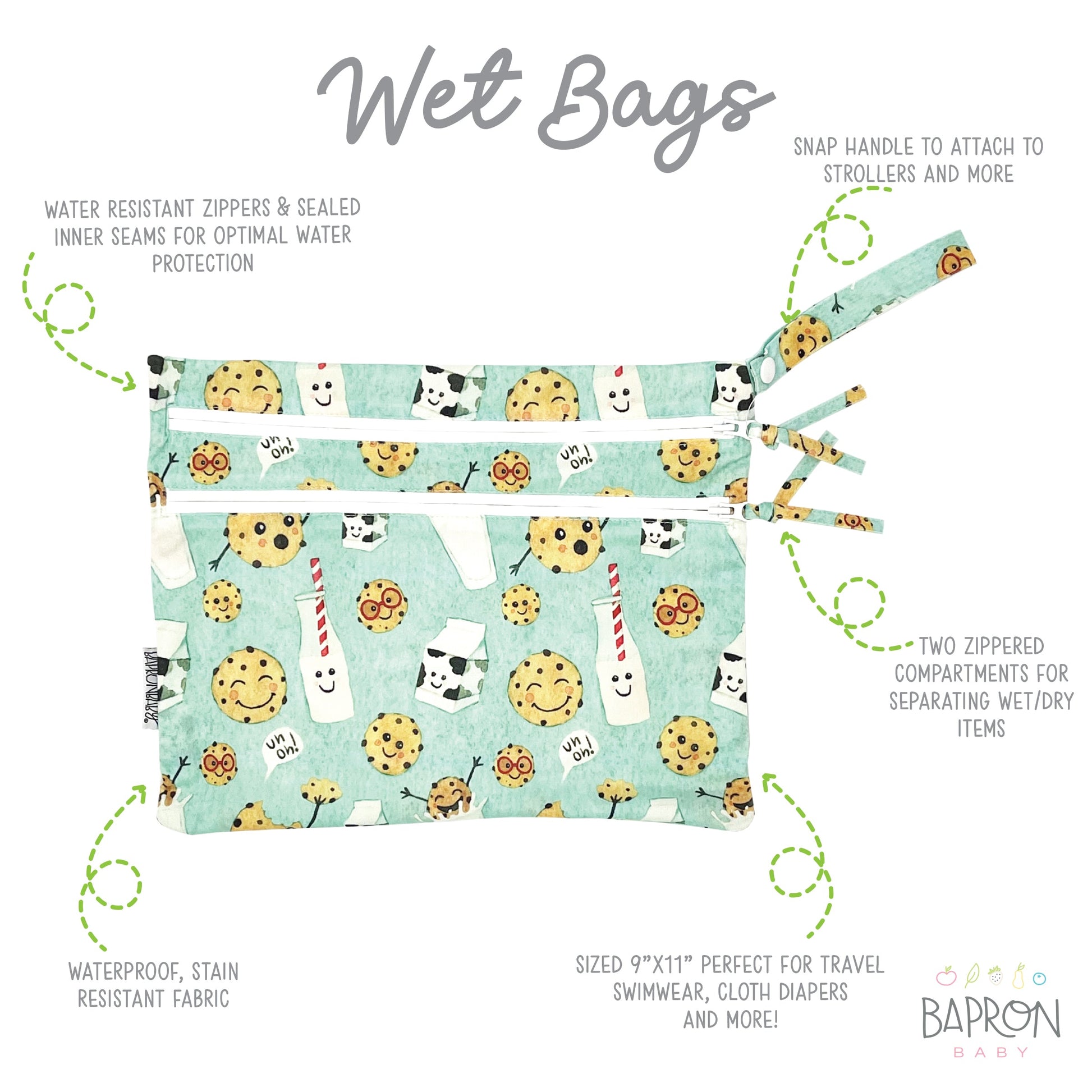 Cookies and Milk - Waterproof Wet Bag (For mealtime, on-the-go, and more!) - WERONE