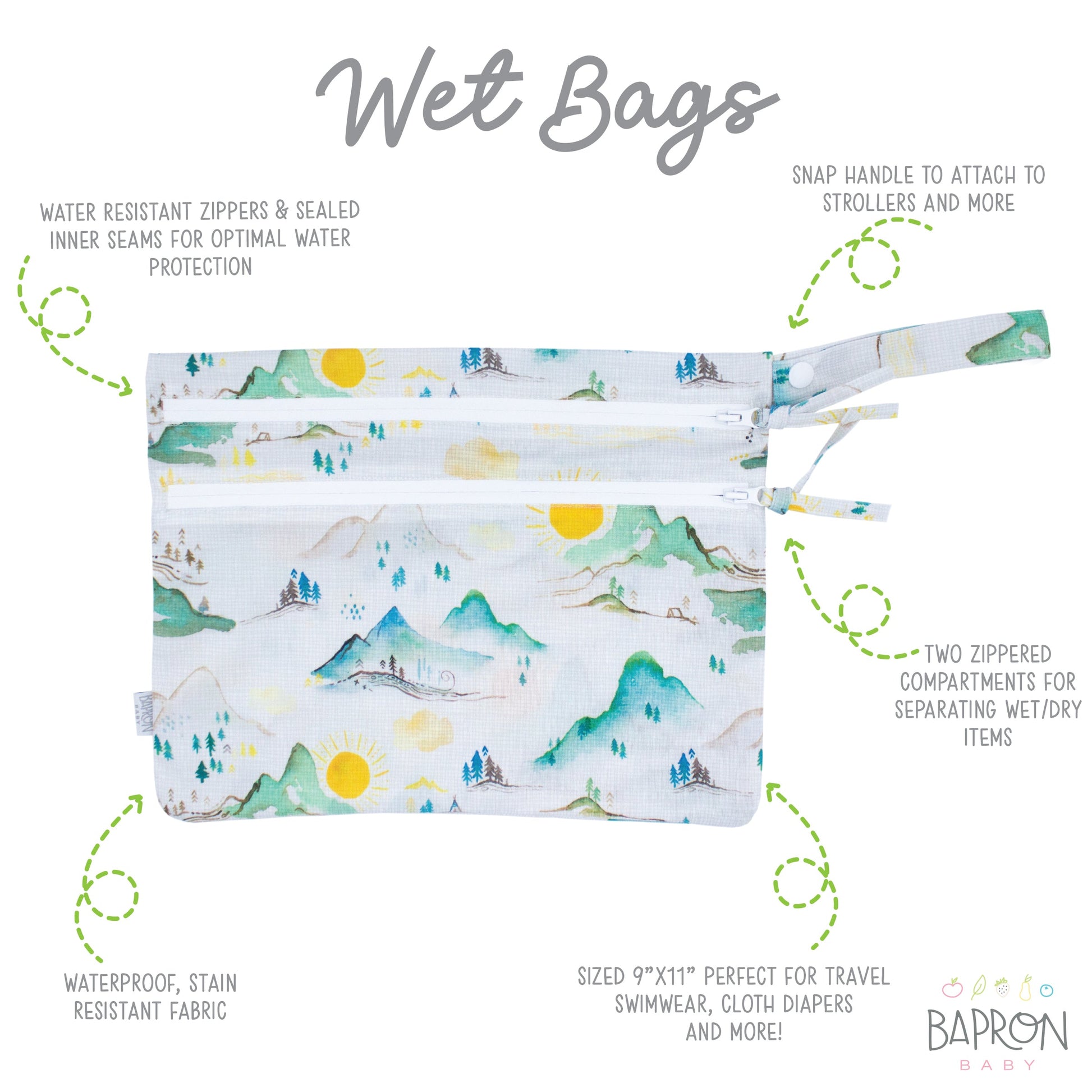 Mountain Mist - Waterproof Wet Bag (For mealtime, on-the-go, and more!) - WERONE