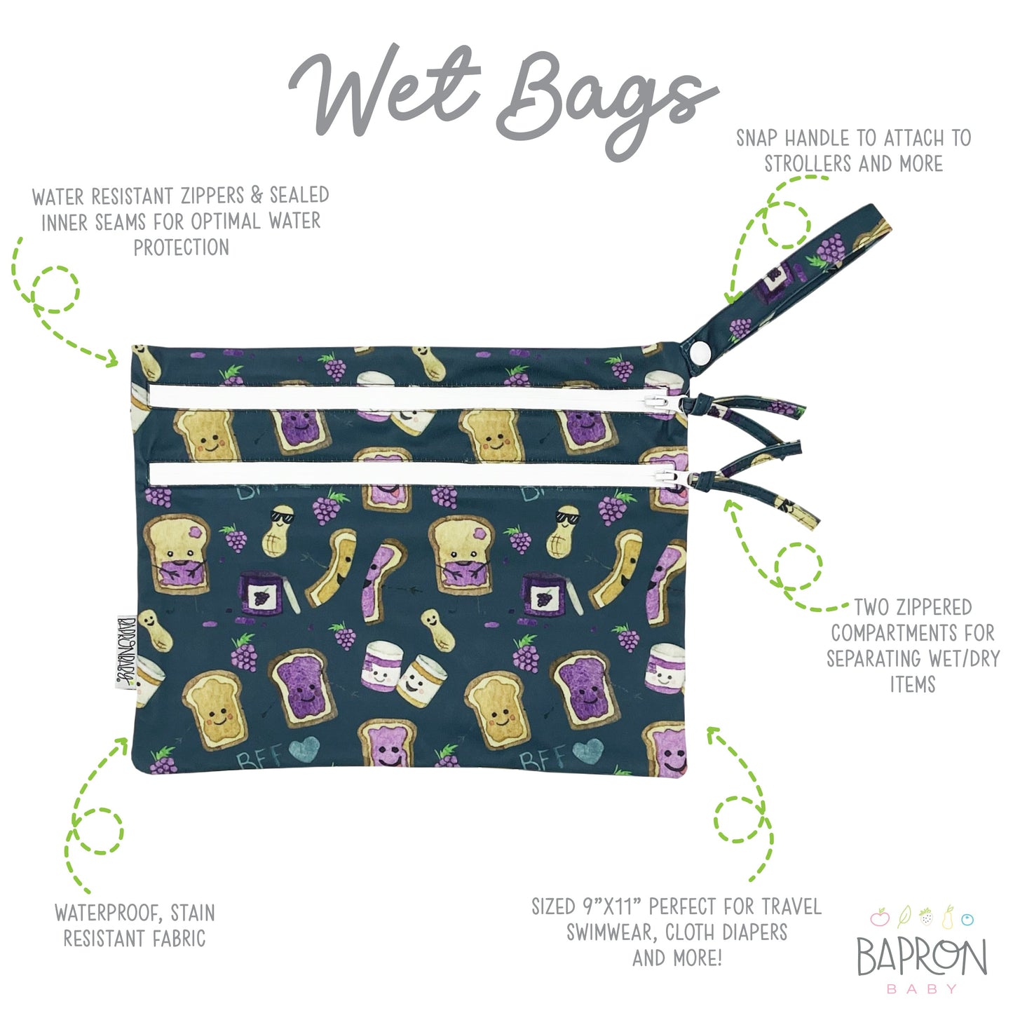 PBJ Pals - Waterproof Wet Bag (For mealtime, on-the-go, and more!) - WERONE