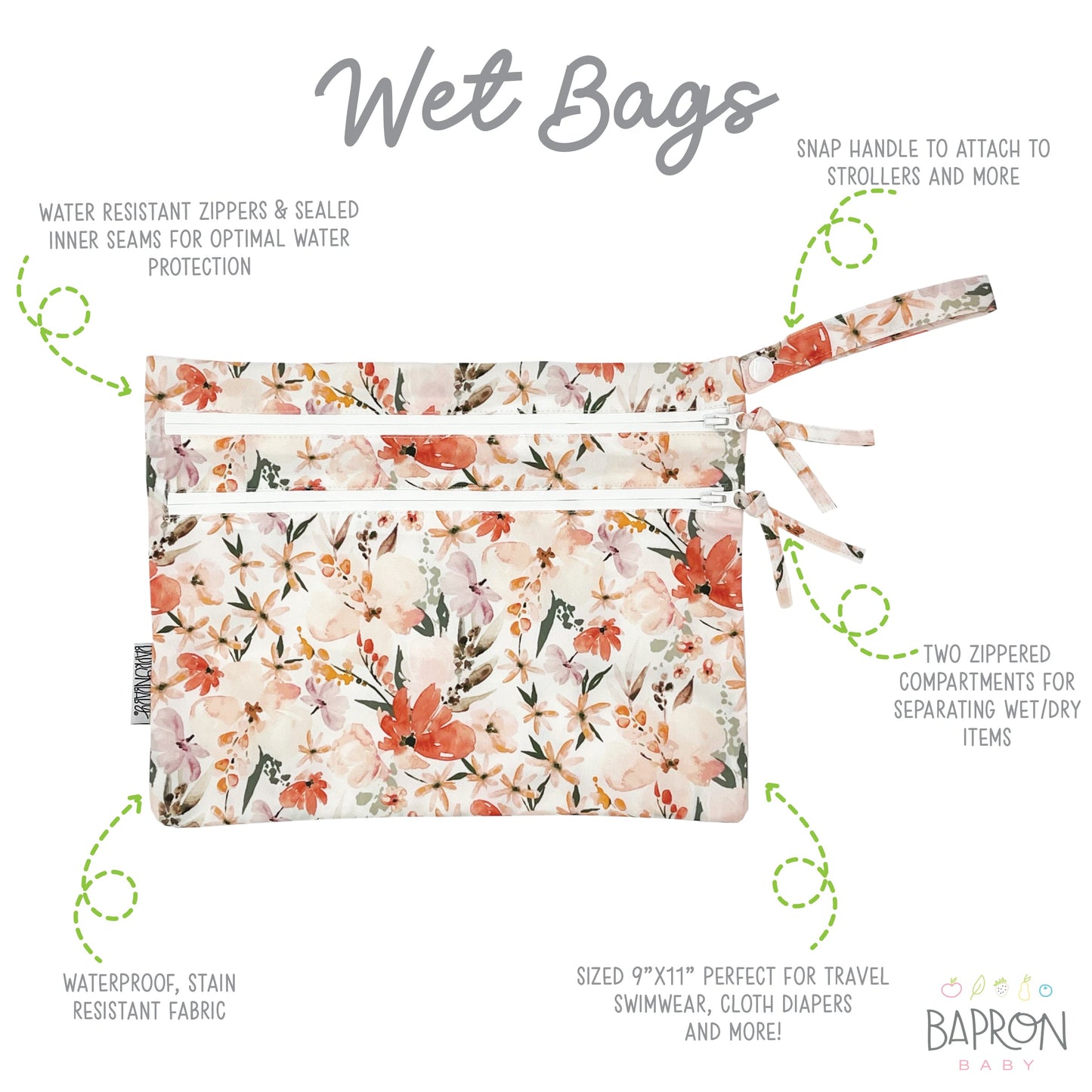 Peachy Dreams - Waterproof Wet Bag (For mealtime, on-the-go, and more!) - WERONE