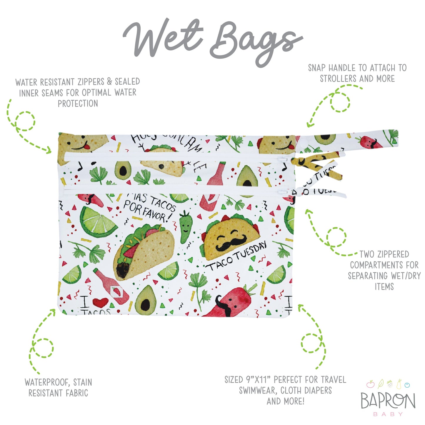 Taco Party - Waterproof Wet Bag (For mealtime, on-the-go, and more!) - WERONE