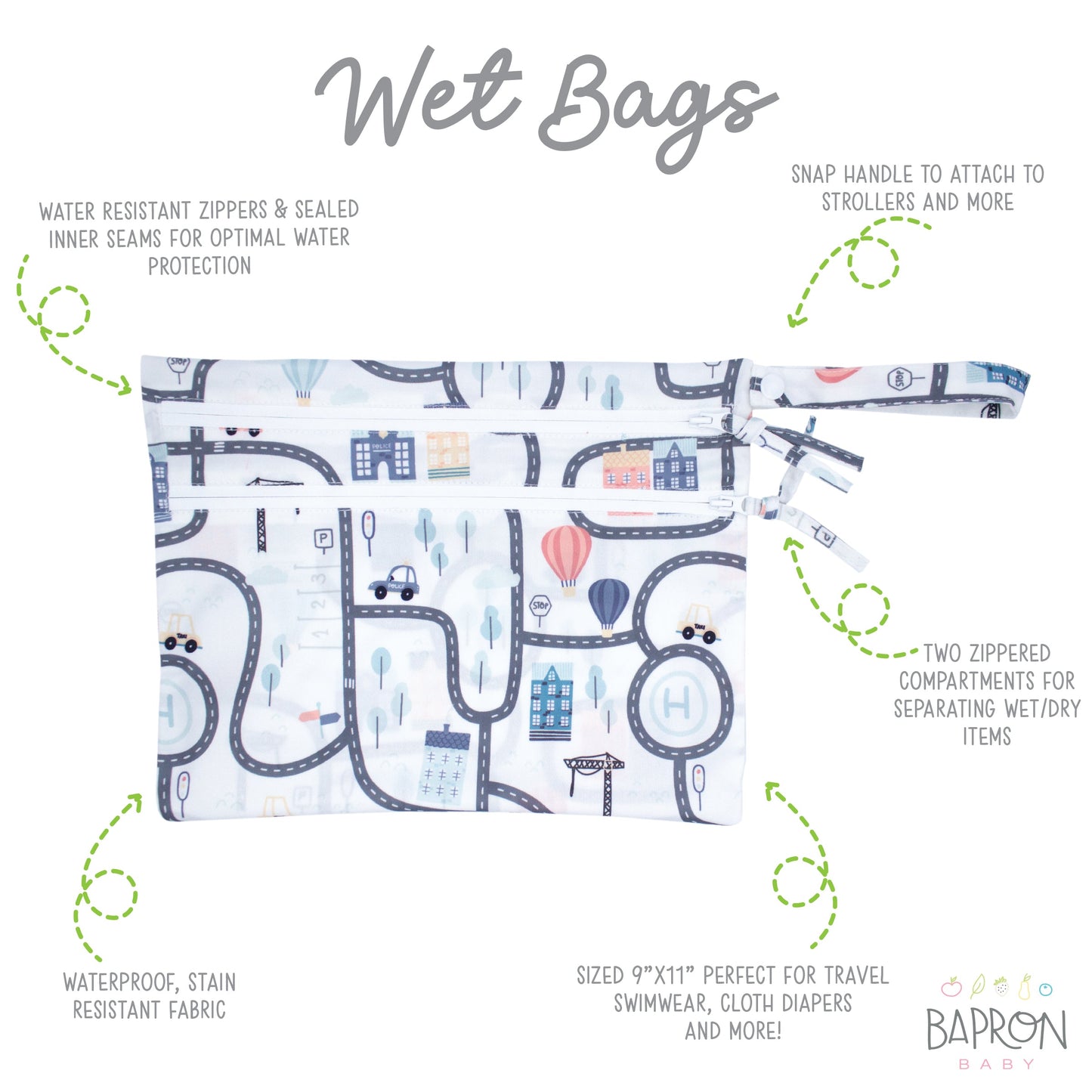 Tiny Town - Waterproof Wet Bag (For mealtime, on-the-go, and more!) - WERONE