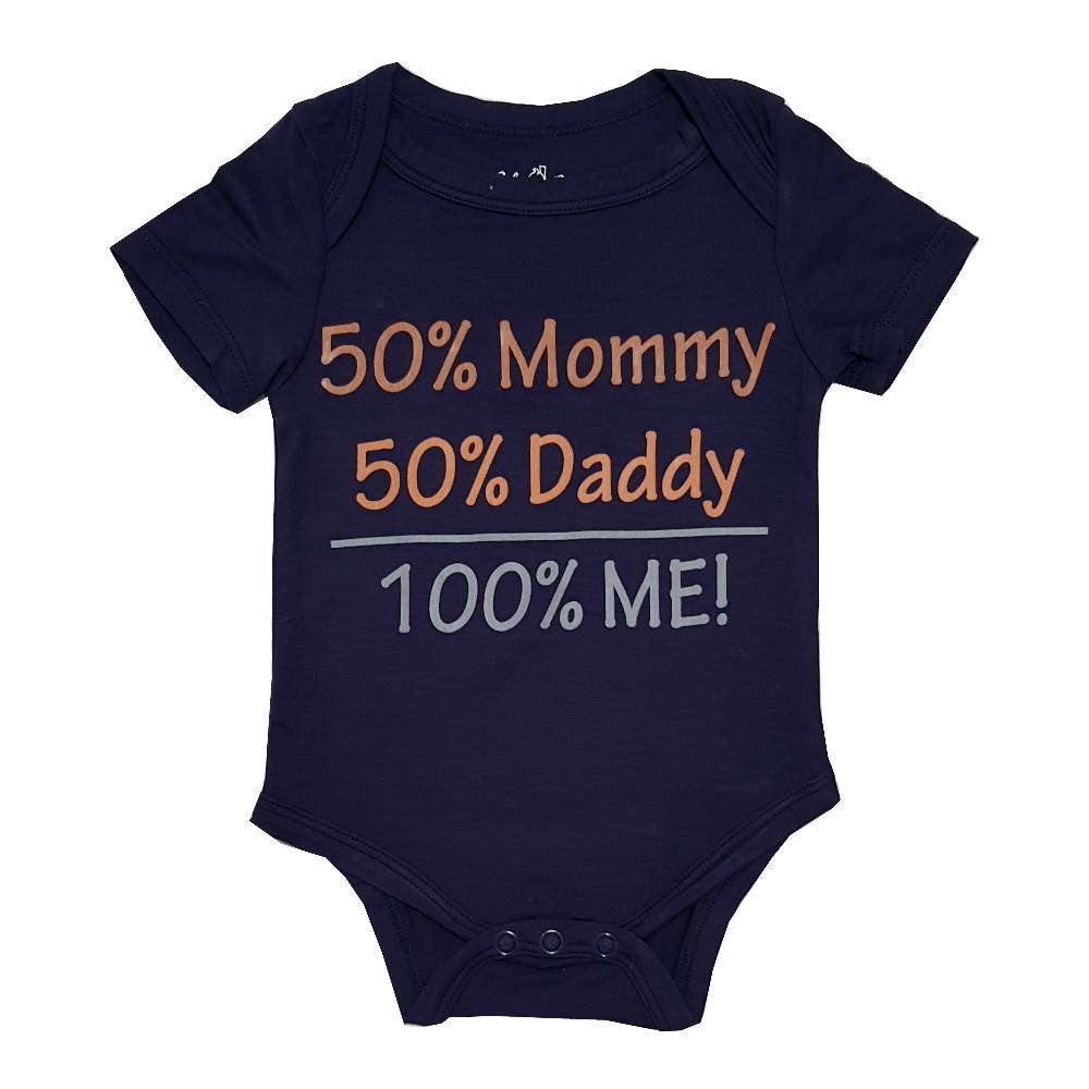 Bebe Bamboo Cute Saying Onesie - 50% Mommy, 50% Daddy = 100% Me - WERONE