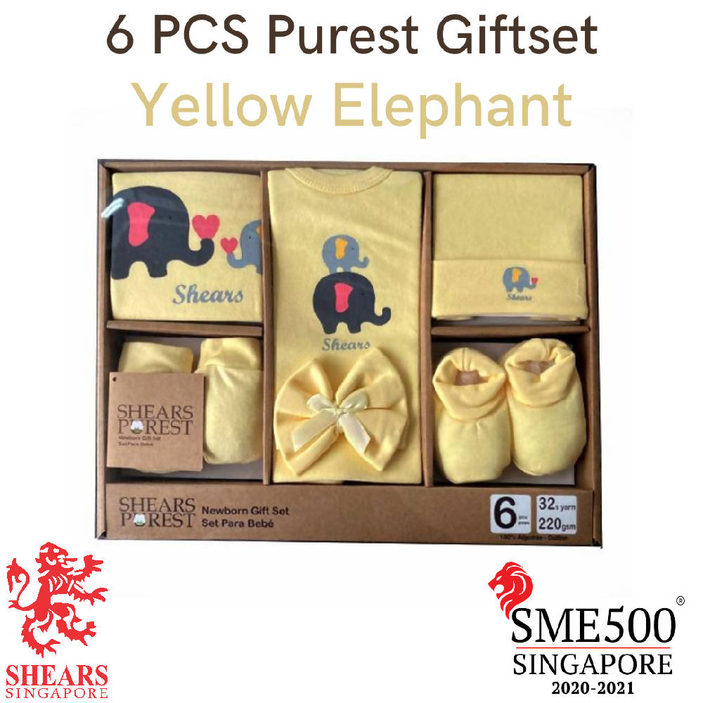 Shears Purest Gift Set 6pcs Baby Gift Set Yellow Elephant SGP6YE - WERONE