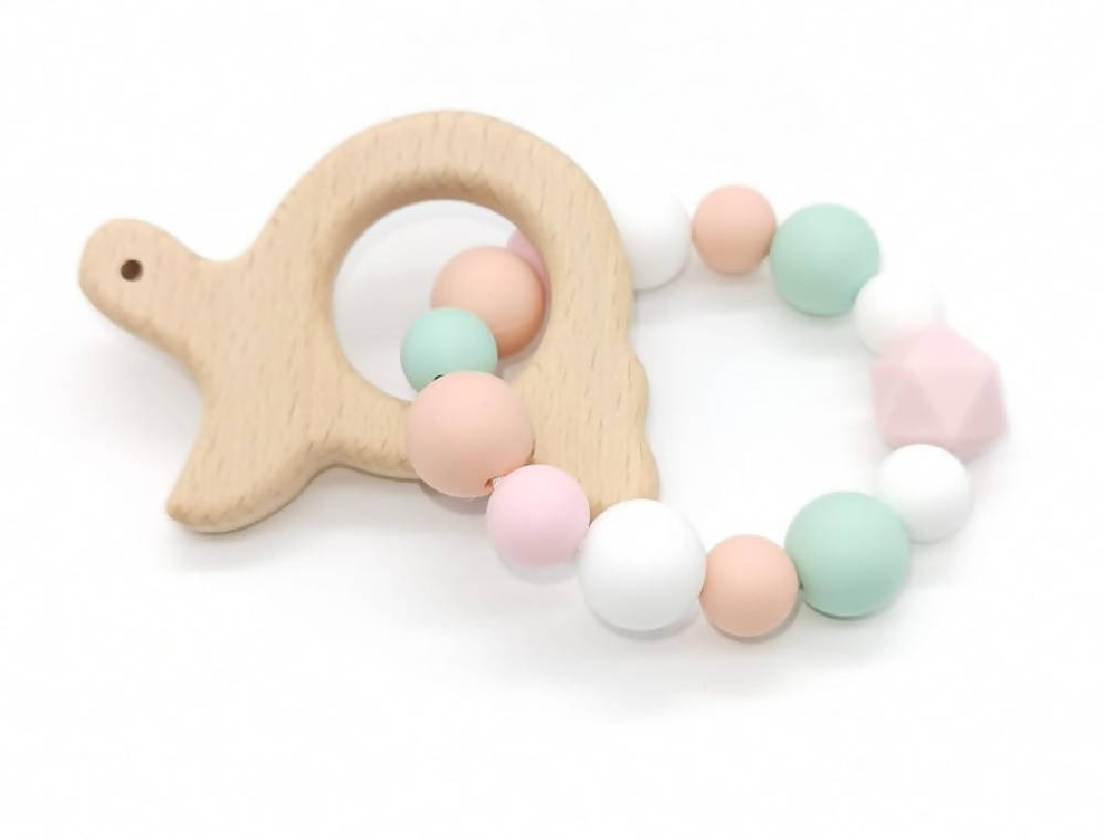 Wood Silicone Baby Rattle Ring Teether - WERONE