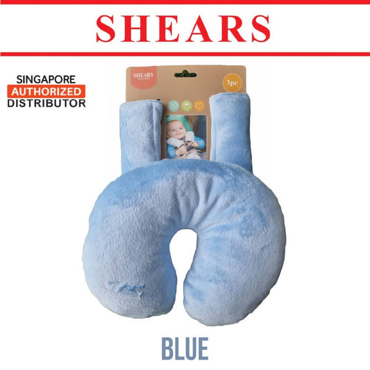 Shears Baby Neck Support Pillow and Seat Belt Covers PLAIN BLUE - WERONE