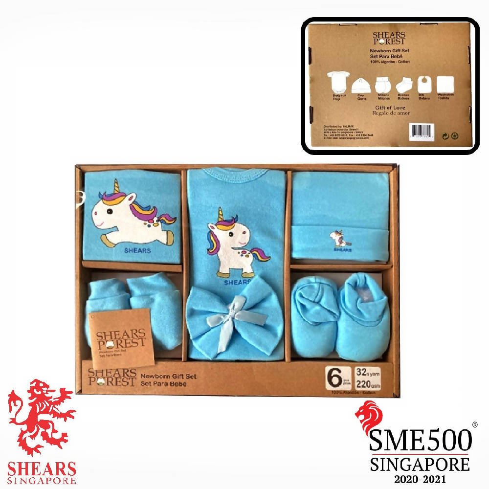 Shears Purest Gift Set 6pcs Baby Gift Set Blue Unicorn SGP6BU - WERONE