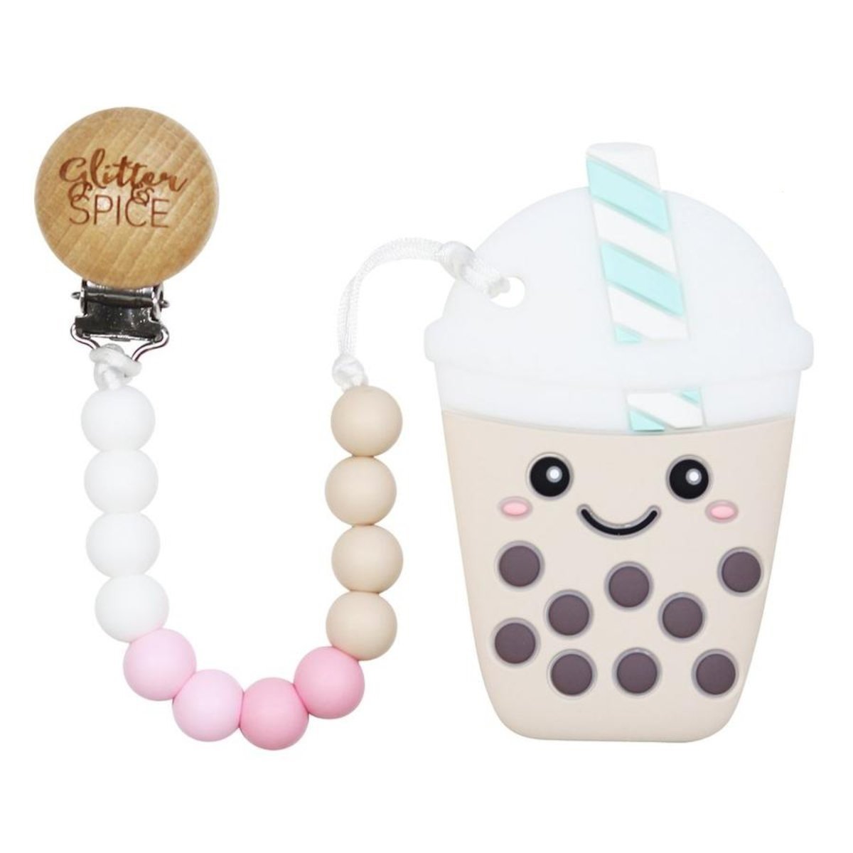 Bubble Tea (Pink) Teether Clip Set - WERONE