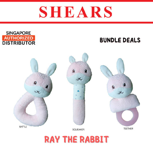 Shears Baby Soft Toy Toddler Toy Rattle Squeaker Teether Bundle Deals Ideal for Christmas Gift Savanna Series RABBIT - WERONE