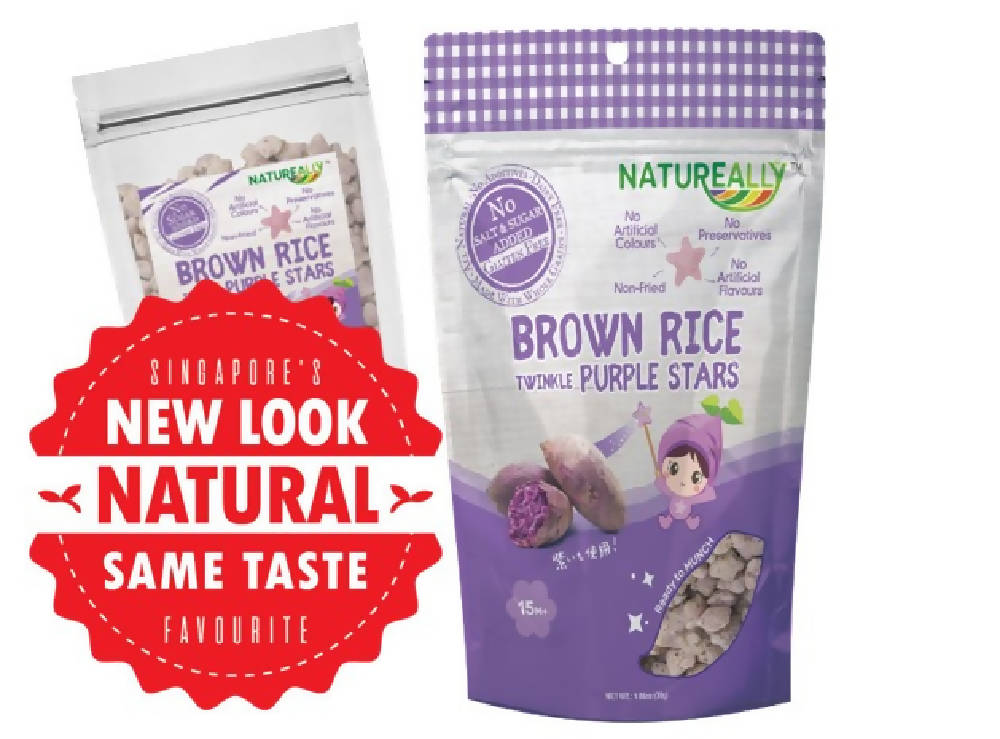 Value Pack Of 6x30g NATUREALLY™ Brown Rice On The Go Puff Purple Stars (No Sugar, Salt and MSG Added) - WERONE