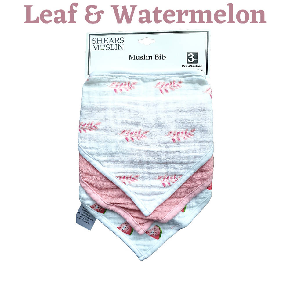 Shears Bib 3Pcs Baby Muslin Bib Leaf & Watermelon Set SBM3L - WERONE