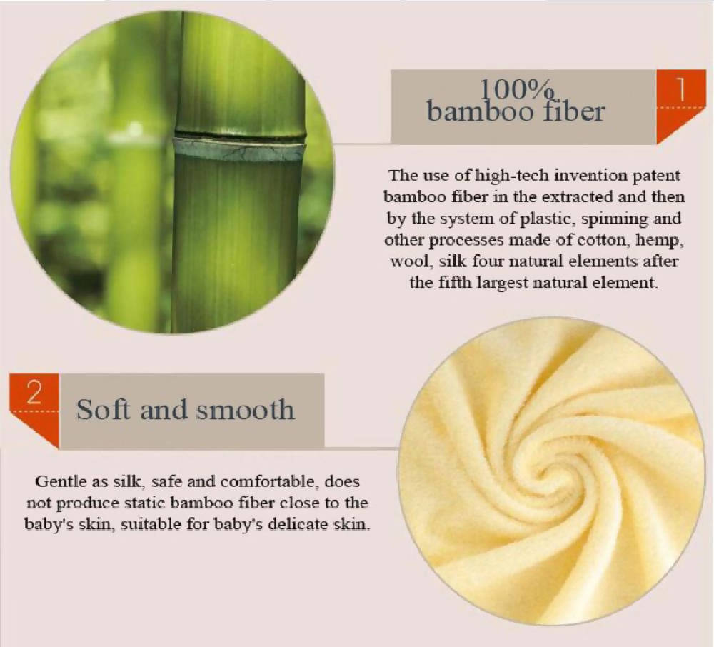 100% Bamboo Baby Wash Cloths 6 Pc 1set By BIBOO (25cm x 25cm) - WERONE