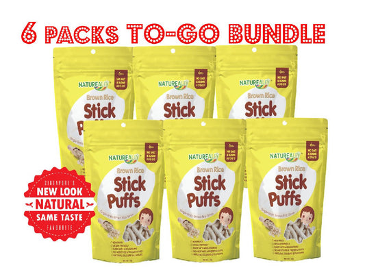 Value Pack Of 6x25G NATUREALLY™ Original Brown Rice STICK Puffs (No Sugar, Salt, MSG and Oil Added) - WERONE