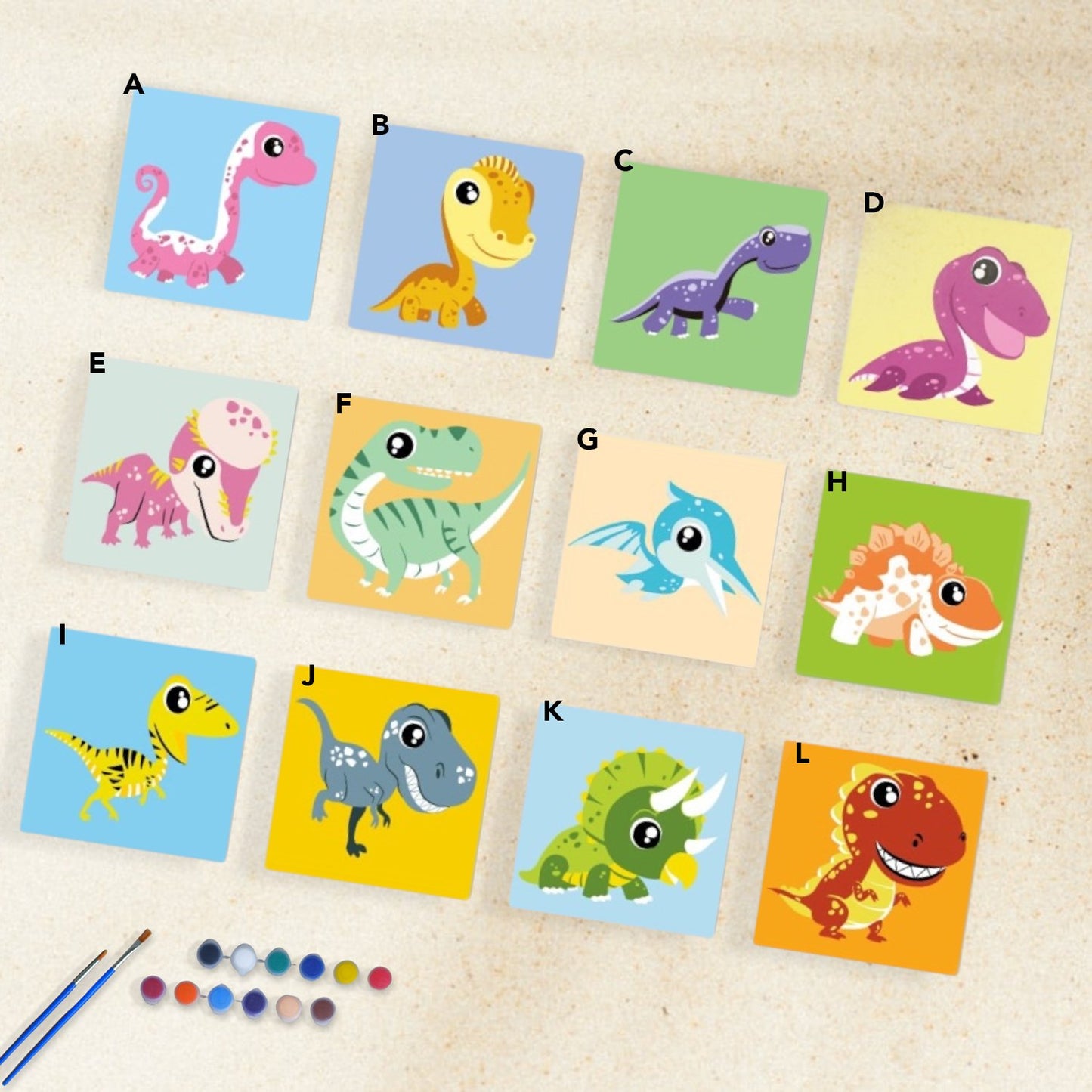 Paint-by-Numbers Kit (Dinosaur Theme) - WERONE
