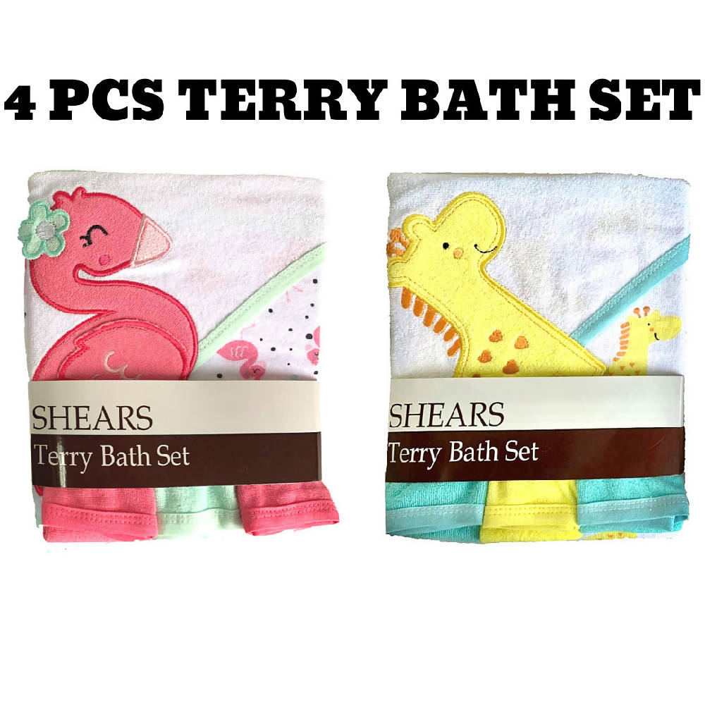 Shears Baby Bath Set 4 Pcs Terry Bath Set Yellow Giraffe - WERONE