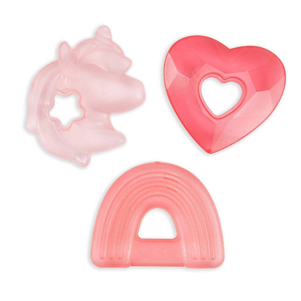 Itzy Ritzy Rainbow Unicorn and Heart Cutie Coolers Water filled teethers (3 pack) - WERONE