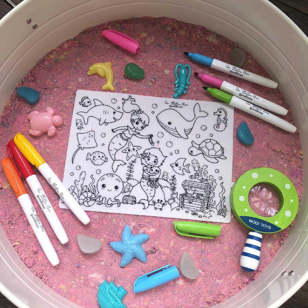 Reusable Silicone Colouring Mat by Our Button Nose 20cm x 15cm - Under the Ocean series - WERONE