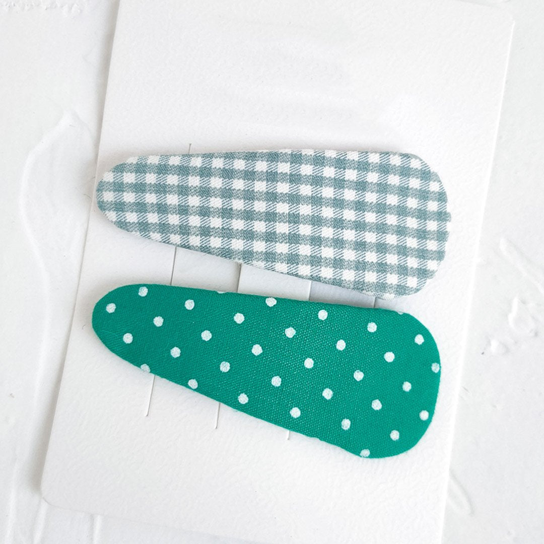 Gingham & Polka-dot Hair Clip Set - WERONE