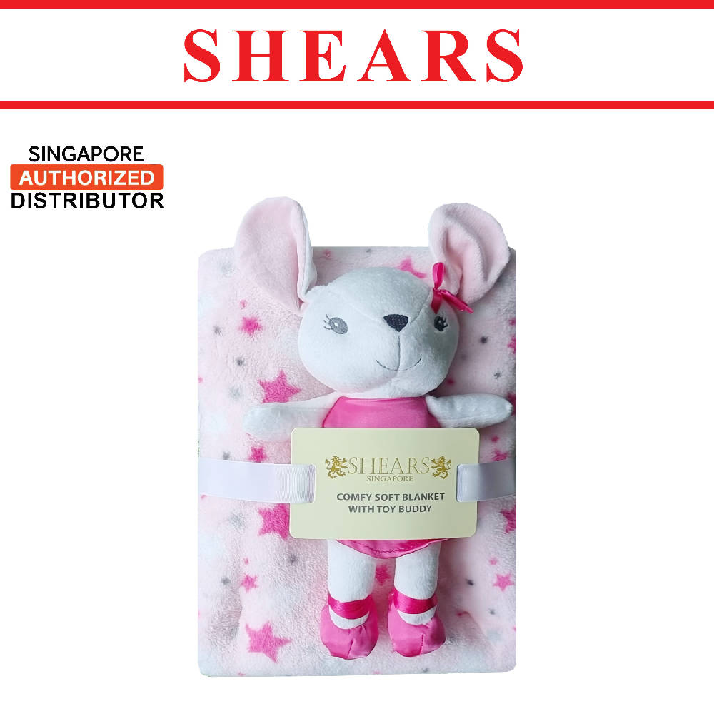 Shears Blanket Fleece Blanket with Toy Buddy Pink Rabbit - WERONE