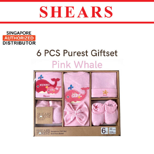 Shears Purest Gift Set 6pc Baby Gift Set Pink Whale - WERONE