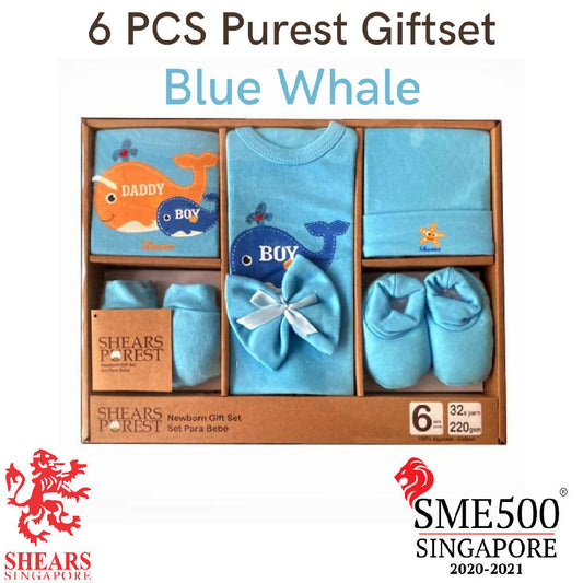 Shears Purest Gift Set 6pcs Baby Gift Set Blue Whale SGP6BW - WERONE