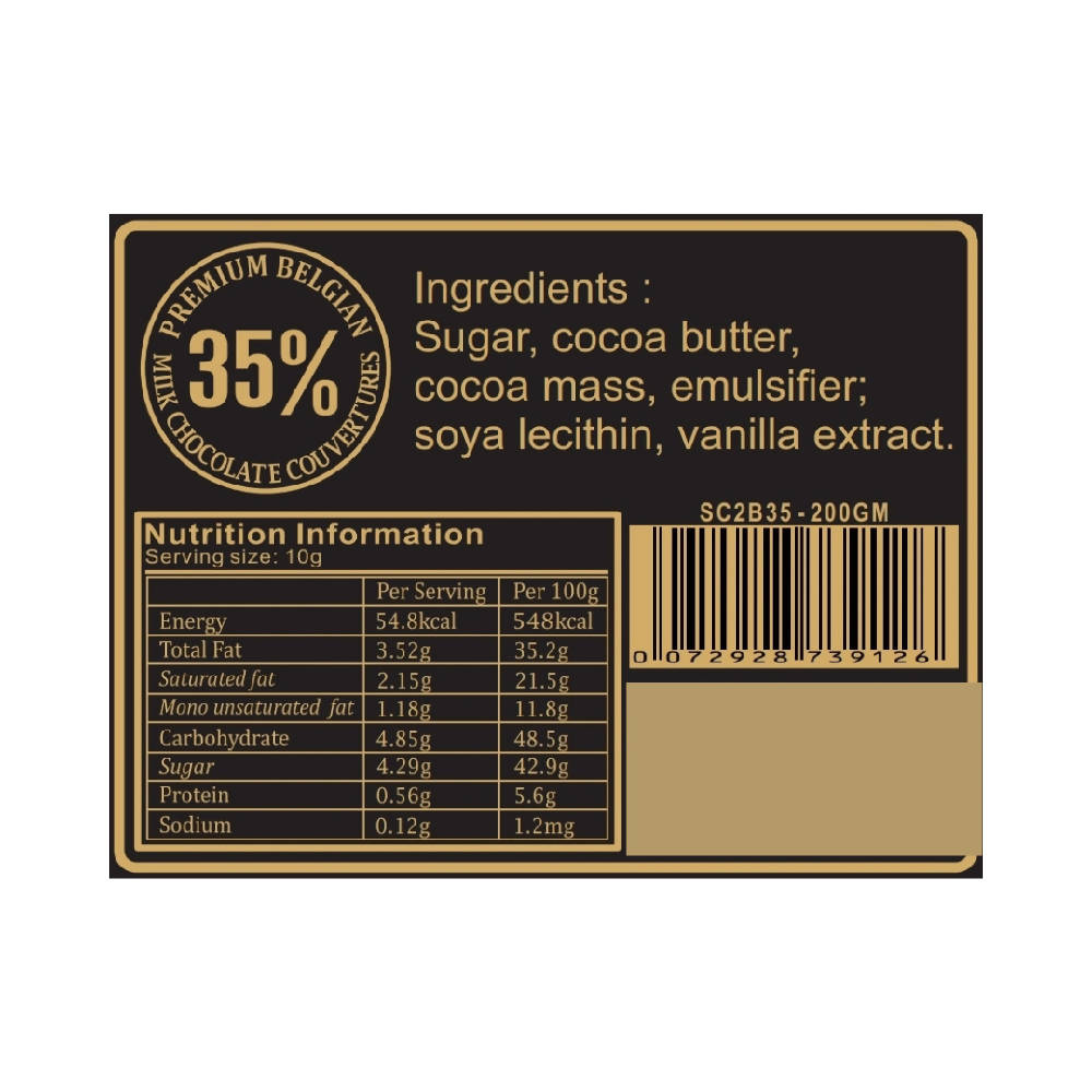 Shears Chocolate B35 Premium Belgian Milk Couverture Chocolate 200G SC2B35 - WERONE