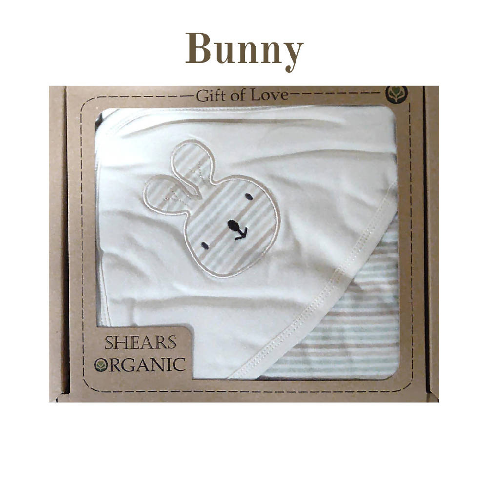 Shears Hooded Blanket Organic Baby Hooded Blanket Bunny SOGBKBUNNY - WERONE