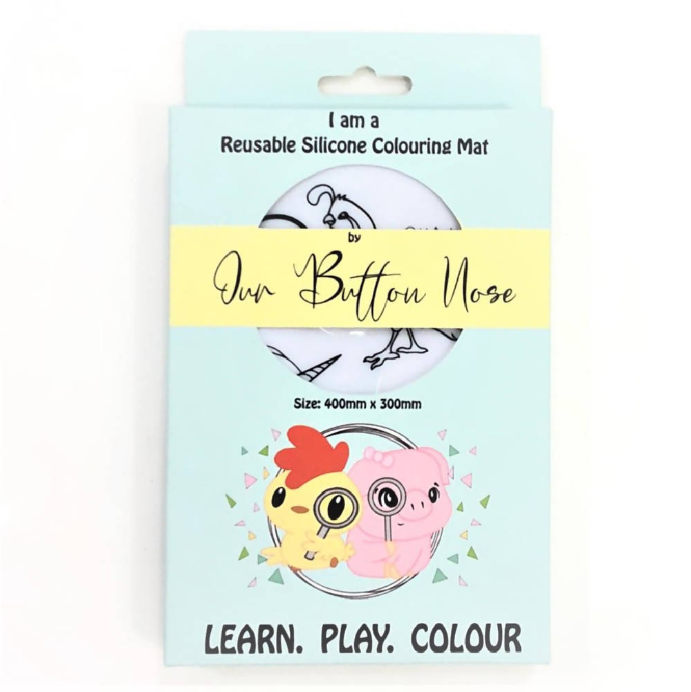 Reusable Silicone Colouring Mat by Our Button Nose 40cm x 30cm - Singapore Game and Colour mat series - WERONE