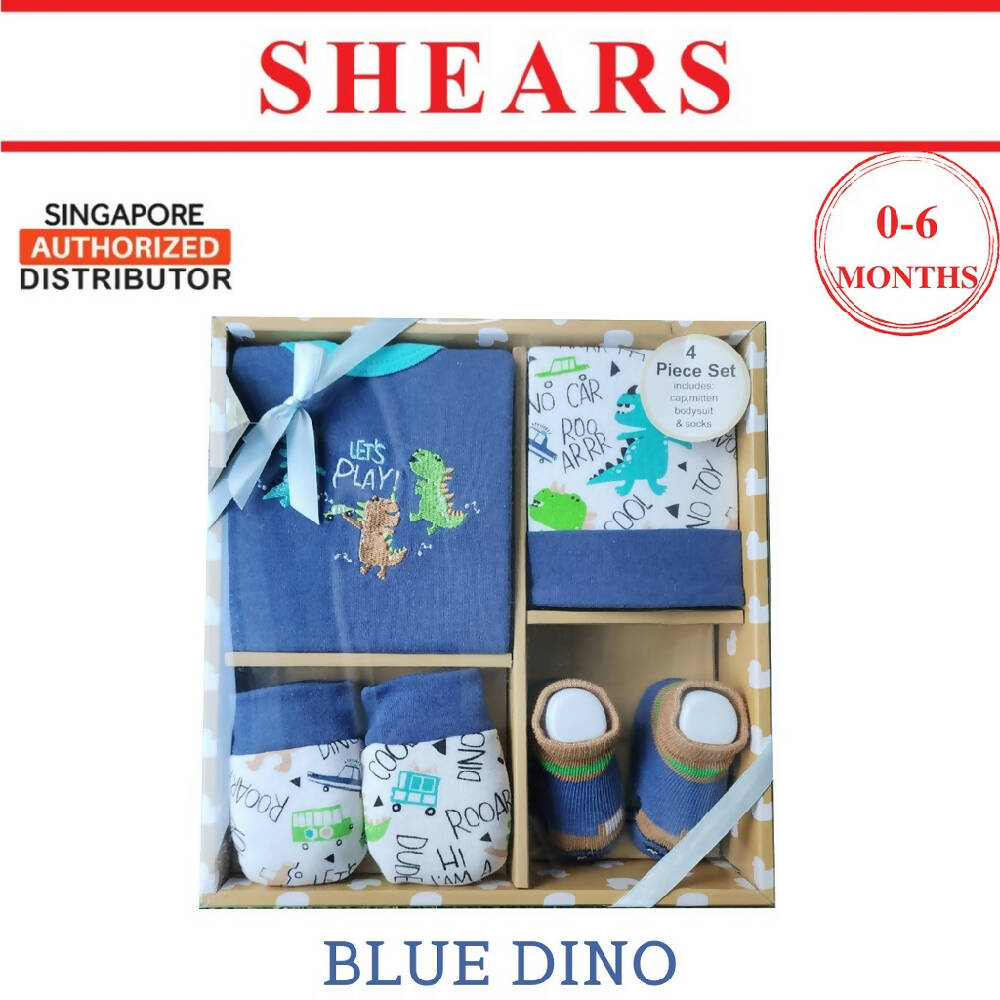 Shears Baby Gift Set Essential 4 Pcs Gift Set Ideal for Newborn BLUE DINO - WERONE
