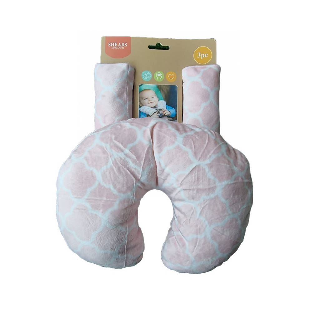 Shears Baby Neck Support Pillow and Seat Belt Covers PINK CLOUD - WERONE