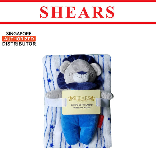 Shears Blanket Fleece Blanket with Toy Buddy Grey Lion - WERONE