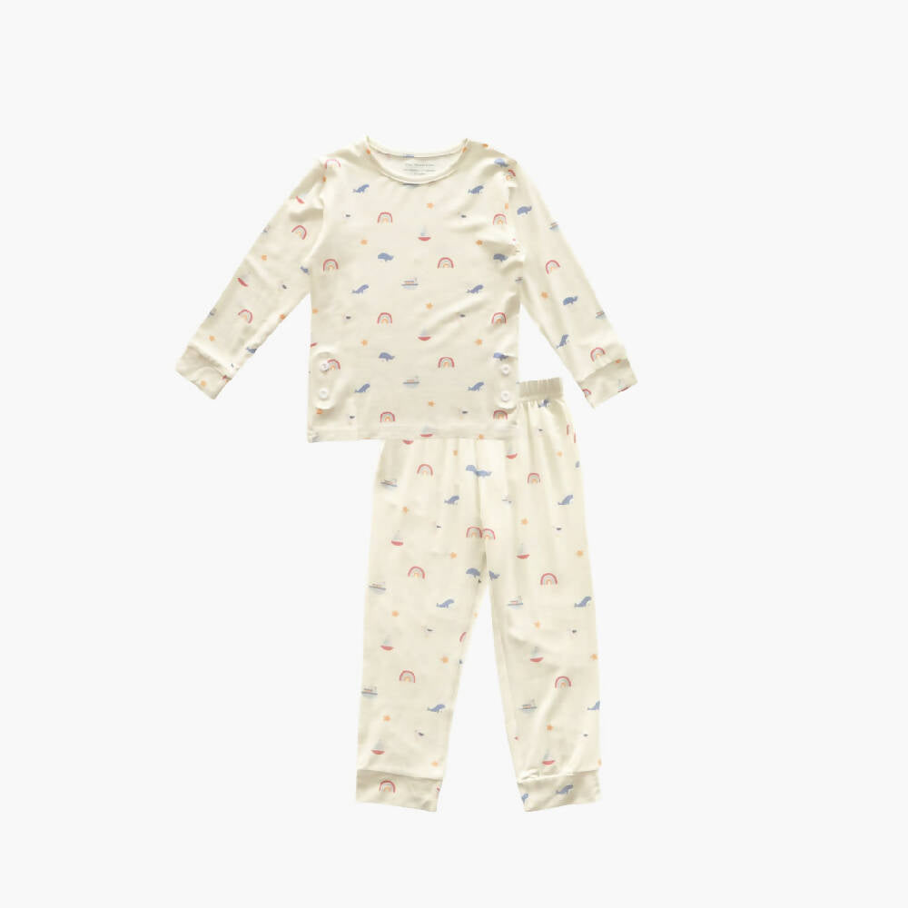 2-piece Long Sleeve Pajamas (Whale) (Regular Fit) - WERONE