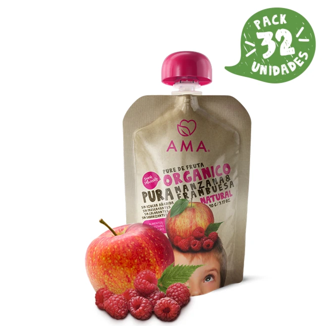 AMA Time Organic Apple & Raspberry Puree (6m+) - WERONE