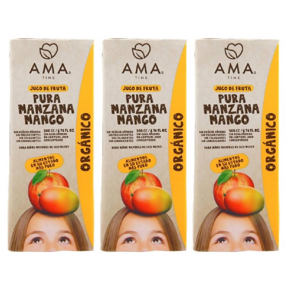 AMA Time Organic Mango and Apple Juice 200ml - Pack of 3 - WERONE