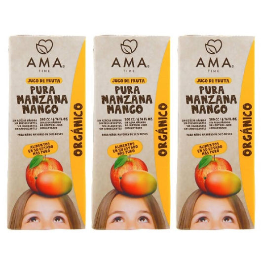 AMA Time Organic Mango and Apple Juice 200ml - Pack of 3 - WERONE